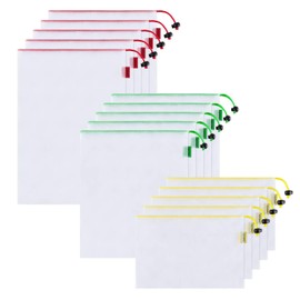 LOPYXBR 24PCS Reusable Produce Bags, 30x35CM Food Storage & Organization Mesh Bags with Drawstring for Fruits Vegetables Fridge Storage Toys