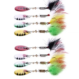 Fishing Lure Spinner Set, 8 Pieces Fishing Spinner Sequin Bait, Metal Spinner Bait, Fishing Lure Spoon, Sequin Fishing Tackle for Pike, Trout, Bass, Salmon