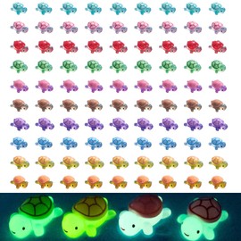 Neyeau 90PCS Luminous Mini Turtles Toy,Mini Resin Turtles,Glow in The Dark for Garden Micro Landscape Aquarium Dollhouse Ocean Animal Theme Decoration(10 Colours)