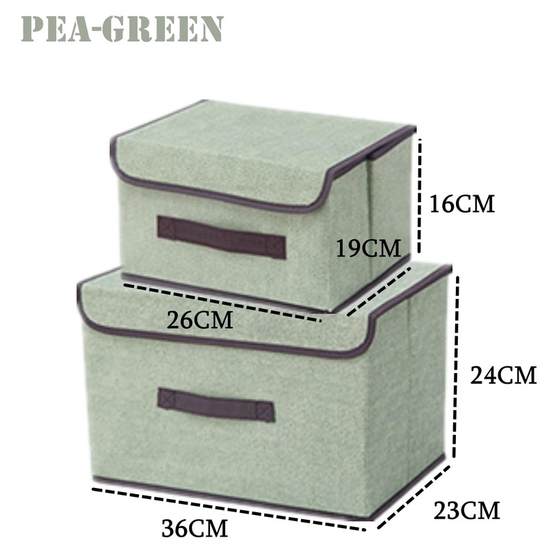 NCRGB Pack of 2 Fabric Foldable Storage Boxes with Lid,