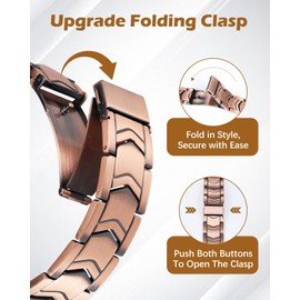 Jeracol 99 % reines Kupfer-Armband für Herren, magnetisches Armband für Herren, mit 3 ultrastarken Magneten, Kupferarmband mit Einstellwerkzeug und Schmuck-Geschenkbox