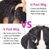 Afro Curly V Part Human Hair Wigs Glueless Wigs for