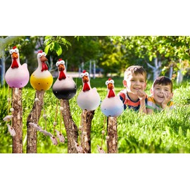 Ruiaqer Ceramic chicken garden decoration, handmade garden statue, decorative hen garden stake, garden decoration, chicken decoration, garden figurine, garden decoration, resin statue, farm, balcony
