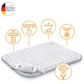 Beurer HK42UK Super-Cosy Heat Pad | Luxury soft fleece surface | Rapid warm-up function | 3 electronically regulated temperature settings | Machine-washable | Automatic switch-off
