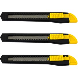 3 Small Safety Box Cutter Utility Knife Retractable Snap off Blade BLACK