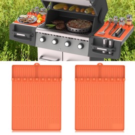 Uozuke Silicone Griddle Tools Mat for Blackstone- Large Silicone Spatula Mat with Drip Pad - Griddle Mat Barbeque Grill Accessories - Side Shelf Mat Grill Pad for Outdoor Grill Kitchen Countertop (Orange)