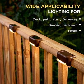 Phereu Solar Deck Lights Outdoor, 16 Pack Step LED Waterproof Patio Decor Lights for Railing, Stairs, Fence, Post, Yard and Driveway, Warm White