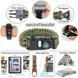 Gifts for Men Dad Husband Him Valentines Day, Survival Kit Tool 14 in 1, Survival Gear and Equipment, Camping Accessories, Fishing Hunting Birthday Gifts for Boyfriend Teen Boy Women, Cool Gadgets
