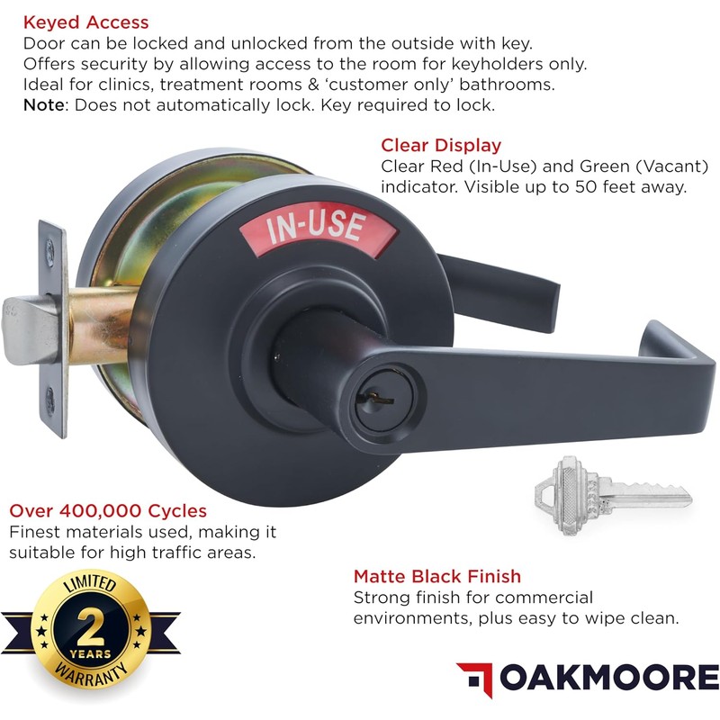 OAKMOORE Keyed Entry Commercial Door Handle | Heavy Duty Commercial