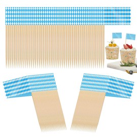 Toothpick Flags for Food,Oktoberfest Cupcake Toppers | 100 Piece Food Bavarian Stick for Cocktail Appetizers Charcuterie Yard Kitchen Decorations