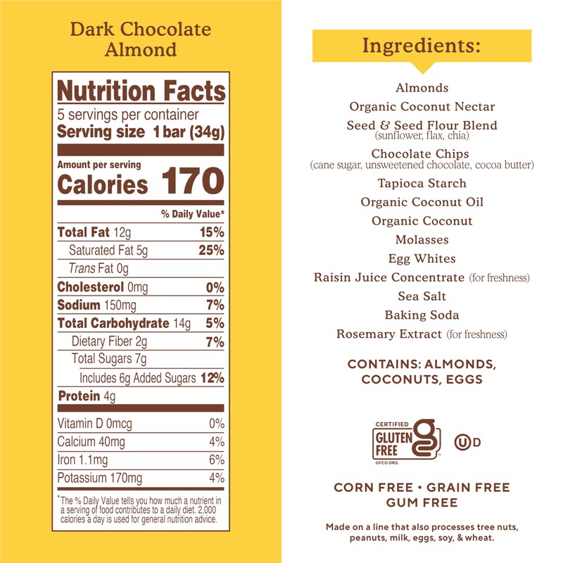 Simple Mills Almond Flour Snack Bars, Dark Chocolate Almond -