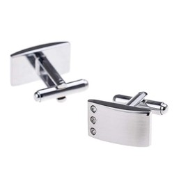 Luxury Silver Cufflinks Clear, Smooth and Elegant with Three Iridescent Stone Elements - 2, Silver