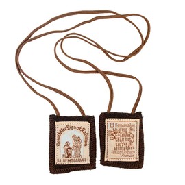 Venerare Catholic Holy Figure Saint Scapular | 100% Wool | Comes with Enrollment Papers (Wool Brown Scapular Without Crucifix)