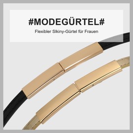 WHIPPY Pack of 2 Slim Belts Women's Adjustable Thin Waist Belt Slim Leather Belt with Golden Buckle for Dress, B-Black/Gold