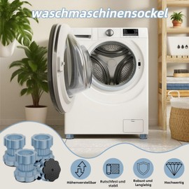 SOYUZERISH Pack of 4 Washing Machine Base, 2025 Vibration Damper Washing Machine Underlay, Washing Machine Mat, Non-Slip Mat, Washing Machine for Fridge and Dryer