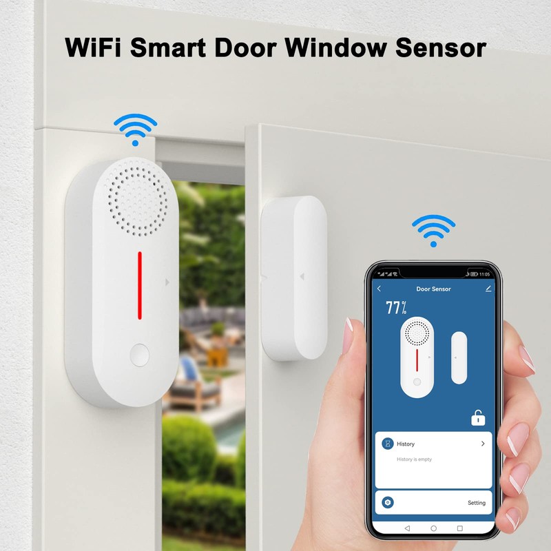 WiFi Smart Door Sensor, Wireless Door Window Sensor Alarm, Mini