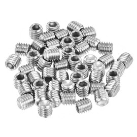 sourcing map Socket Set Screws,50Pcs M6x6mm Metric - 304 Stainless Steel Hex Socket Set Headless Cup Point Grub Screws, for Repairing Compact Instruments, Machinery and Equipment (Silver)