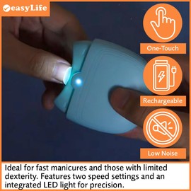 Easylife Automatic Nail Clipper with Charging Cable, Nail Clippers with Catcher, LED Light, Brush and Stainless Steel Blade, Nail Clippers for Women and Kids, L6.1xW6.6xD3.5cm - Fully Guaranteed