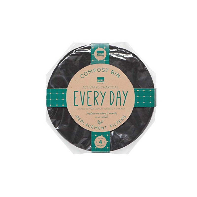 Now Designs 5201001aa Filters Set of 4 Compost Bin, Black