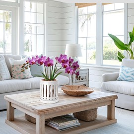 KERUITA 6 Inch White Ceramic Orchid Pot with Holes, Breathable Orchid Pots for Healthy Roots, Large Slotted Airflow Design, Ceramic Orchid Planter with Drainage Tray for Indoor & Outdoor