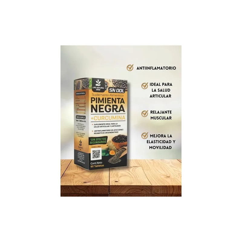 Curcumina Pimienta Negra Alta Absorción Cápsulas Sabor