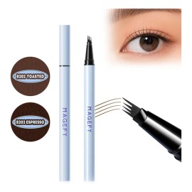 2Pzs Lapiz Para Cejas De Delineador Ceja Para Maquillaje Cosméticos Hipoalergénicos Impermeable Multifuncional De Adecuado Para Dibujar Barbas Y Líneas De Cabello Color Mocha Brown, Cocoa Brown Magefy