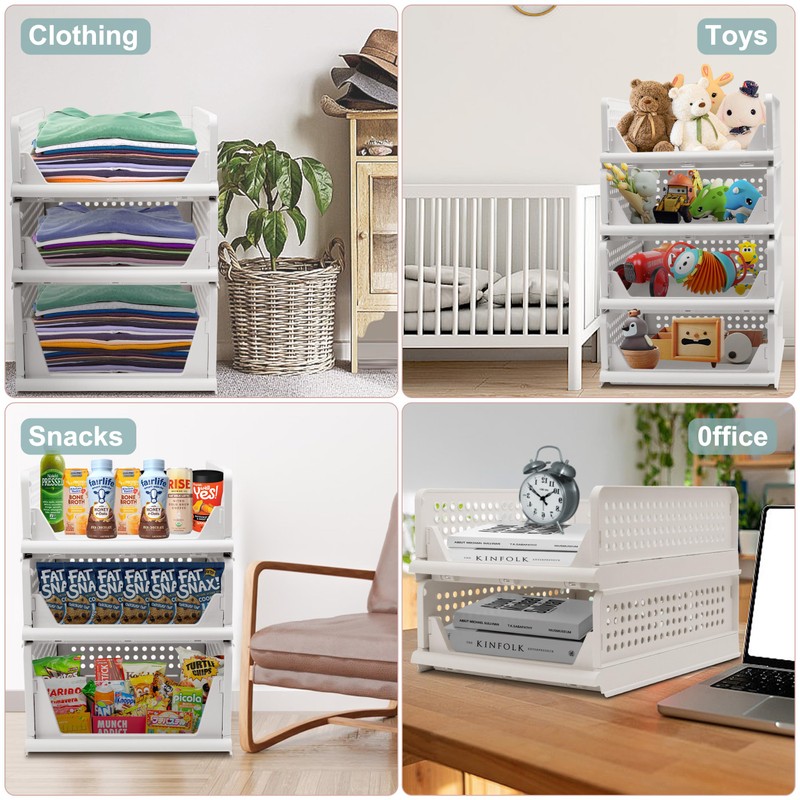 Stackable Foldable Storage Baskets, Folding Storage Bins, Closet Organizers and