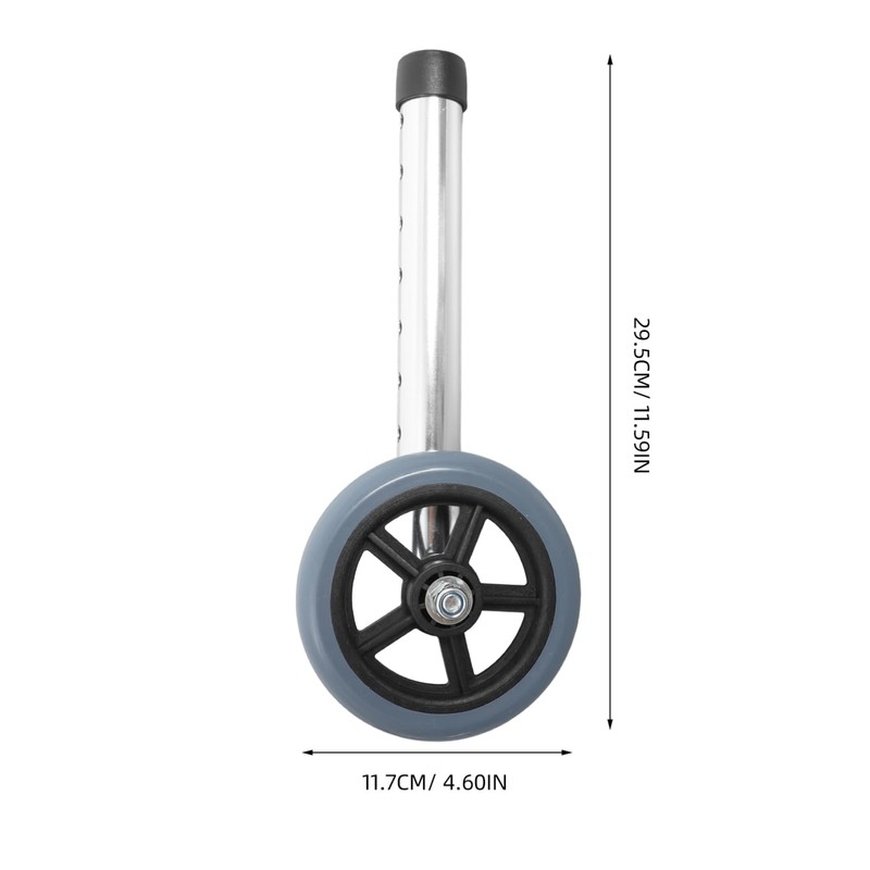 BUGUUYO 2pcs Walker Caster Wheel Replacement Aluminum Gray Multipurpose Accessory