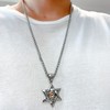 Rockyu Evil Eye Necklace for Men Silver Stainless Steel Star
