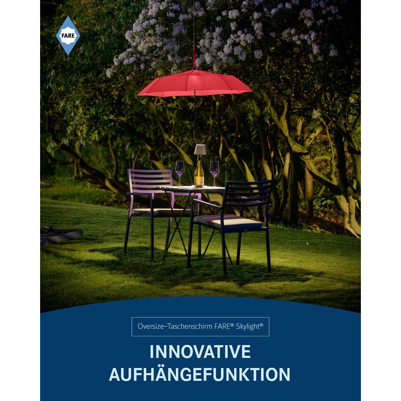 FARE Oversized Pocket Umbrella Skylight - Effective Umbrella with LED