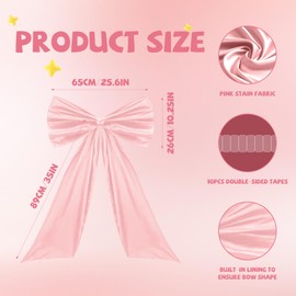 GZ-AMDZJ Large Pink Bow Decor for Room, Stain Big Bow Themed Birthday Party Decorations Giant Wall Bow for Girl Backdrop Wall Decor, 25.6 * 41 Inches