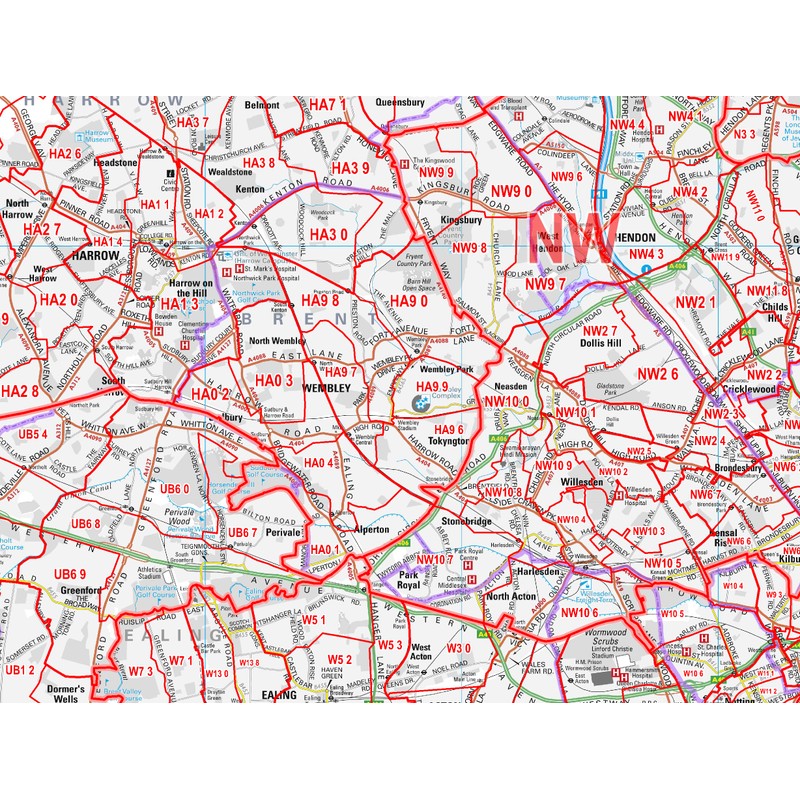 Greater London - Postcode Sector Map 8 - Wall Map