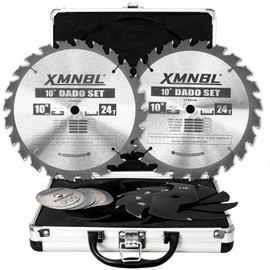 Xmnbl 10'' Stacking Dado Blade Set, Compatible with 10 Inch Table Saw, Grooves from 1/4" to 13/16" Inch,24-Tooth, 5/8-Inch Arbor, 14 Pieces