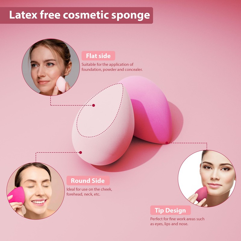 MUUK Makeup Sponge Blender 4 Pack Foundation Sponge Latex Free