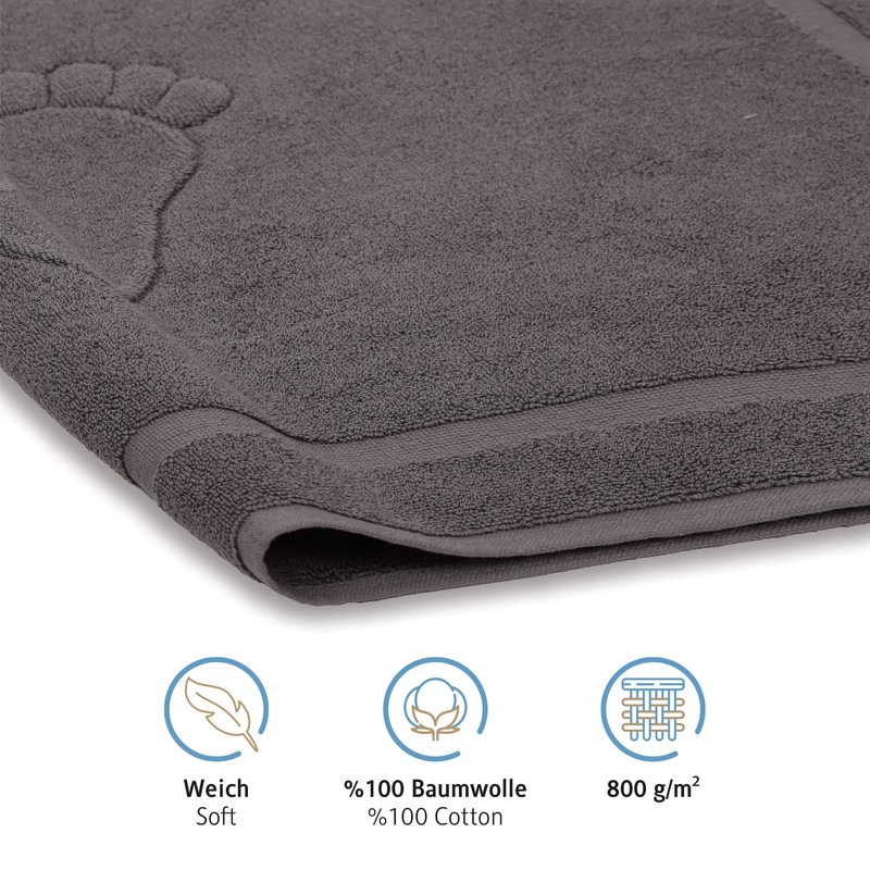 Komfortec Bath Mat 2 pcs,%100 Coton & 800 g/m², Washable,