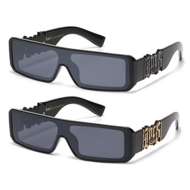 OG Slim LOCS Slim Frame Black Gold Embed Sunglasses Men women savage sunglass - color: Gold