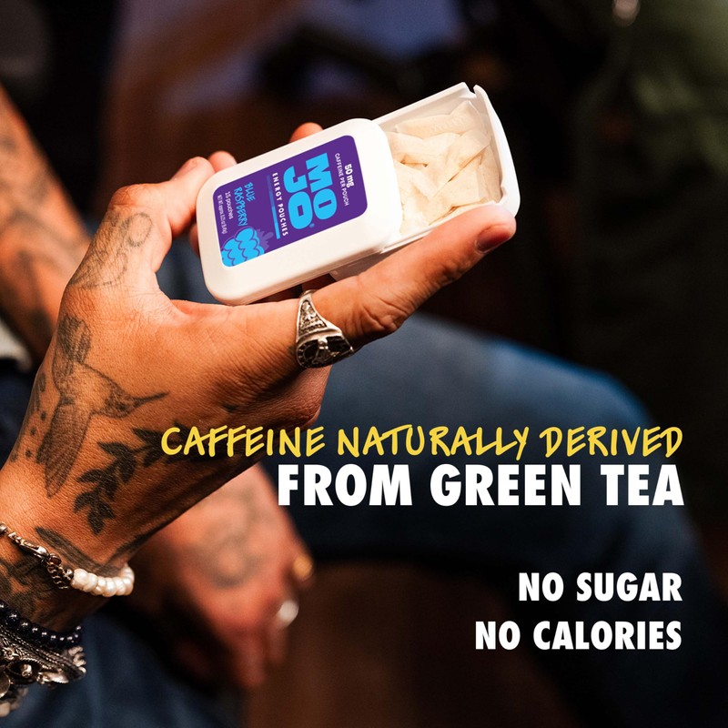 MOJO Energy Pouches Blue Raspberry Flavor, 50 mg per Caffeine