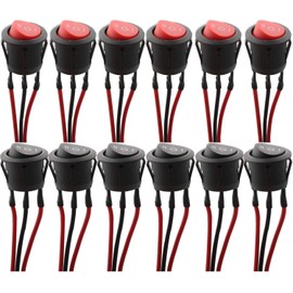 Runcci-Yun Rocker Switch, SPST Switch, ON/OFF/ON10A/125V, 6A/250V Rocker Switch (with Wire) Round Switch Rocker Switch Button for Car RV Truck Jeep Off Road Boat Marine (12 Piece)