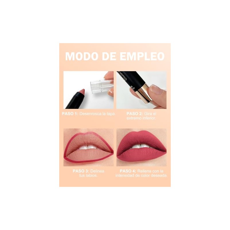 Erinde Lápiz de Labios Mate para Mujer, Lápiz Labial de