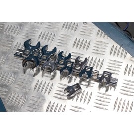 Siegen by Sealey Crow's Foot Open End Spanner Set 10pc 3/8"Sq Drive Metric,Silver - S0866