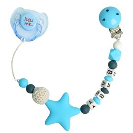 MYREBABY Blue Pacifier Clip Chain with Magnetic Pacifier for Reborn Baby Dolls Feeding Toy Accessories for Kids Gift