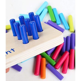 MIKNEKE Montessori Number Counting Peg Board, Wooden Math Manipulative Materials for Preschool, Number Montessori Learning Toy for Toddlers & Kindergarteners (Colorful Peg)