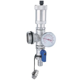 AQUA HEATING Bleed Valve and Drain Tap with Thermometer for Heating Circuit Distributor Radiator Bleeder for Distributor Blue