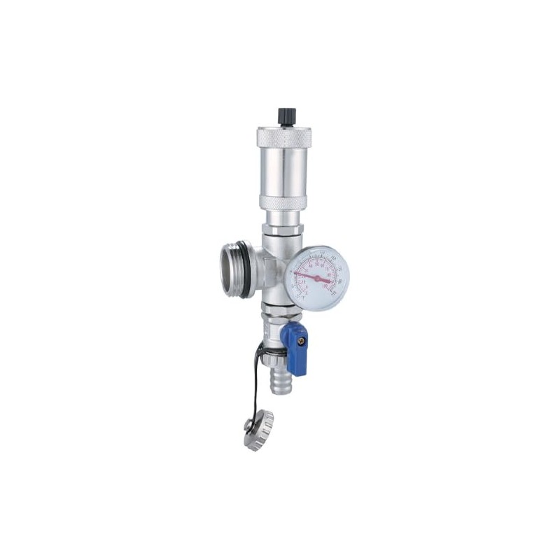 AQUA HEATING Bleed Valve and Drain Tap with Thermometer for