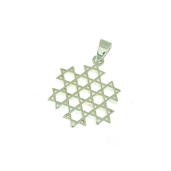 Star Of David Pattern Pendant With Chain Sterling Silver 925