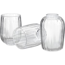 Aspen Creative 23523-60-3A, Clear Glass Shade for Lighting Fixture, Pendant, Vanity, Wall Light, Size: 4-1/8" D x 5-7/8" H, Set of 3