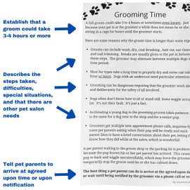 Grooming Time Pad (100 Sheets, 5.5" X 8.5") Describes why a Dog Groom Takes 3 to 4 Hours or More