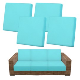 4-Pack Outdoor Cushion Covers, Stretch Patio Cushion Replacement Slipcovers for Outdoor Couch/Sofa Cushion Covers, Washable Reusable Furniture Protector [Sky Blue]