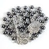 PLONKLY St Michael & St Benedict Hematite Rosary Necklace for