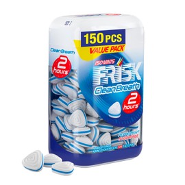 Frisk Clean Breath, Caramelle Dure Gusto Peppermint, Senza Zucchero, Due Ore di Freschezza, Microcompresse con Zinco, con Edulcoranti, 150 caramelle, Confezione da 1
